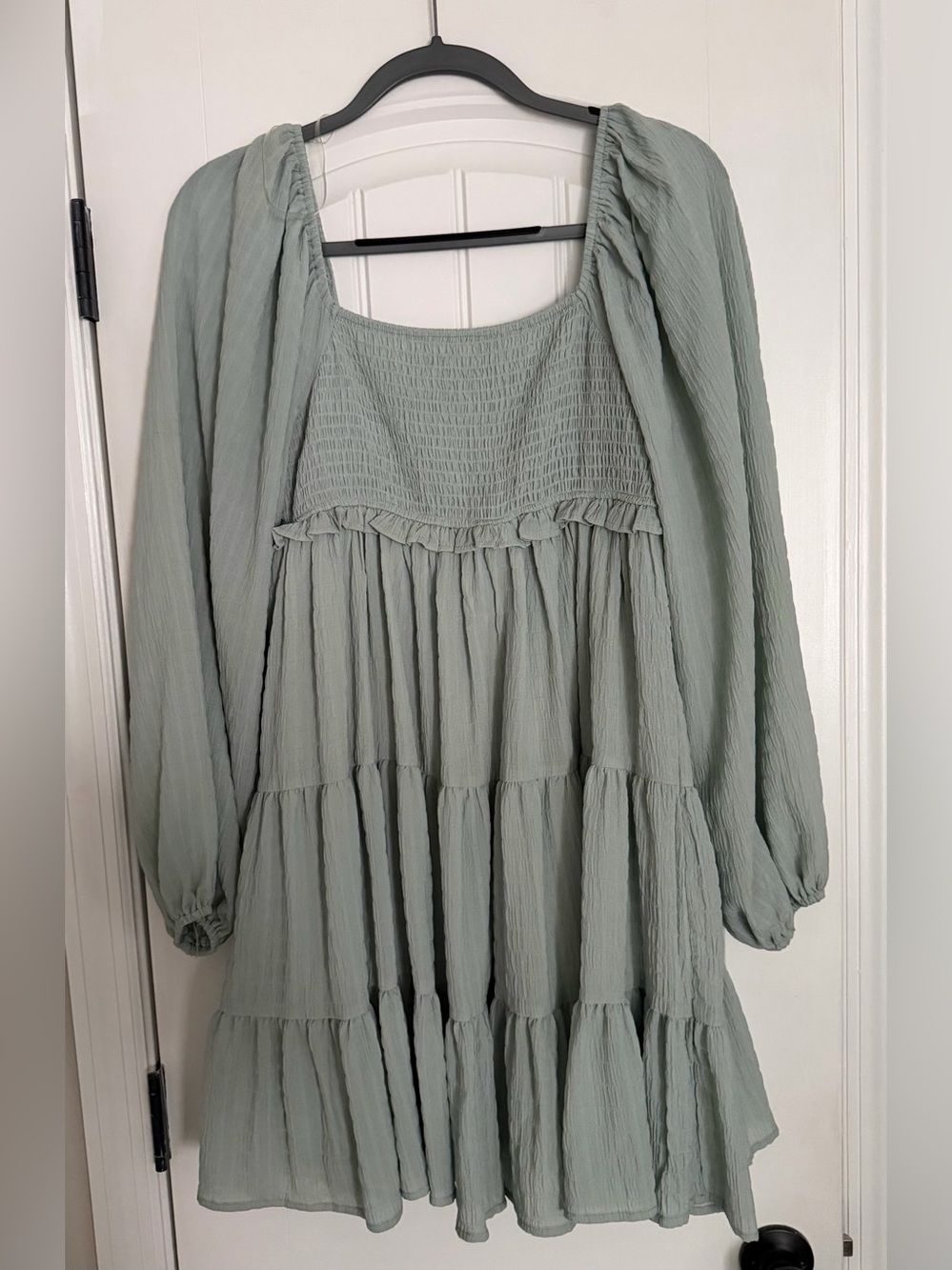 Altar’d State Tiered Sage Green Mini Dress - Picture 5 of 5